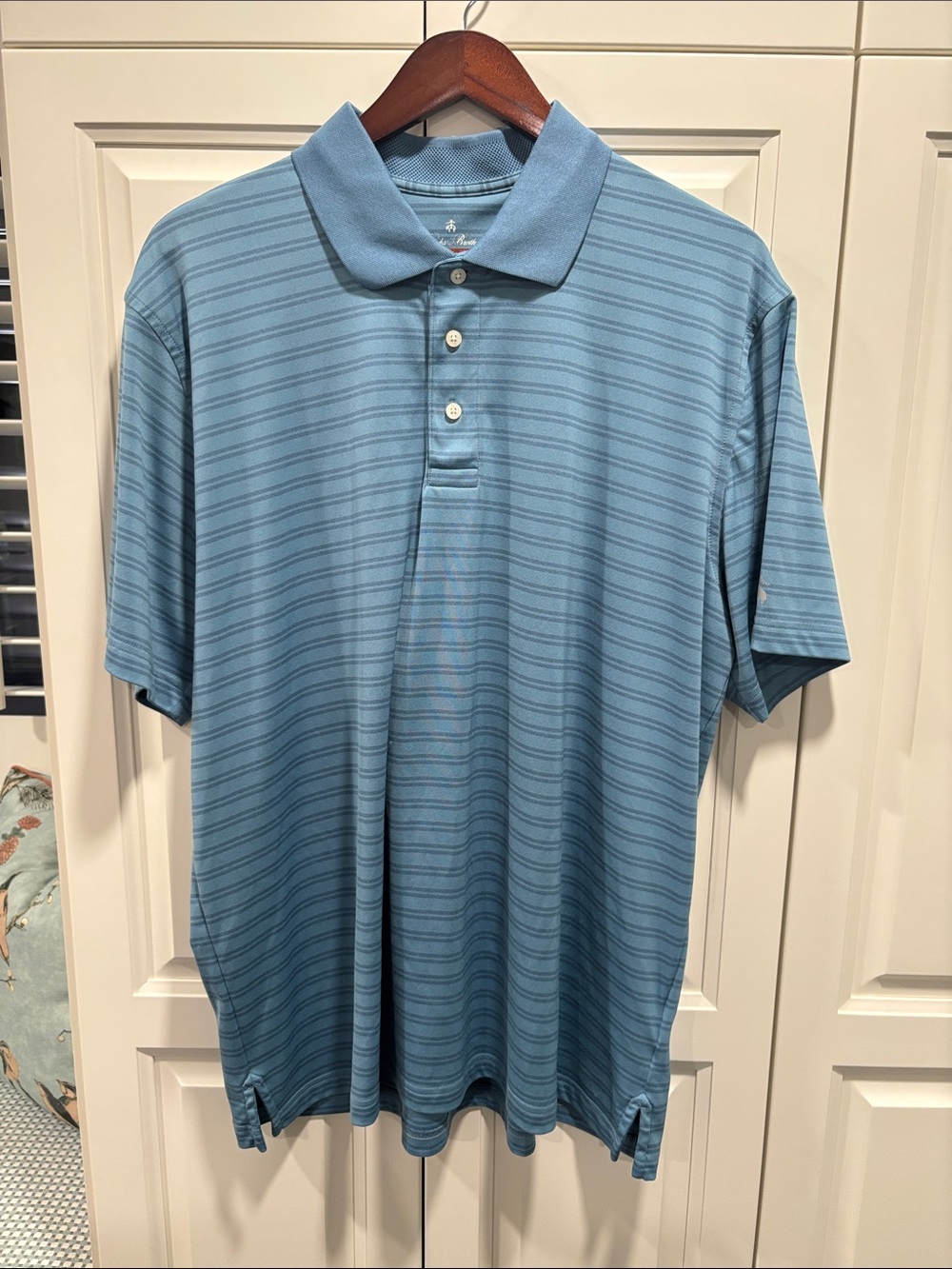 Brooks Brothers Men's Light Blue Striped Polo Shirt
